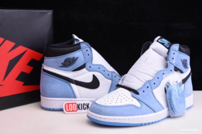 BLUE UNIVERSITY AIR 555088-134 WHITE BLACK HIGH RETRO 1 JORDAN 0801